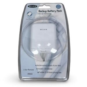 Belkin Backup Battery Pack for iPod with Dock Connector White F8E464 New